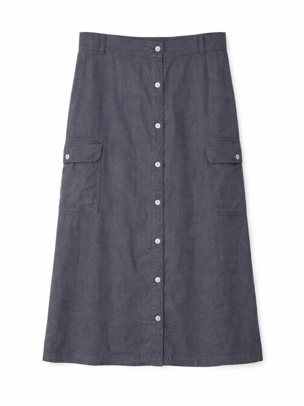 C&C California Linen Charcoal Button-Front Midi Skirt Size Large, Y2K